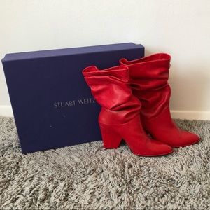 Stuart Weitzman Red Ankle Boots